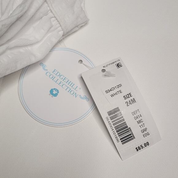 Edgehill Collection White Smocked Seersucker Dress Size 24M NWT - Picture 3 of 6